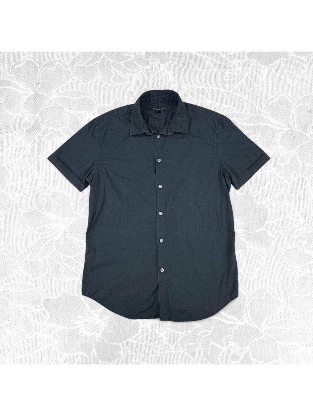 John Varvatos Men's Black Short Sleeve Button-Up Shirt - M